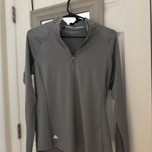 Adidas Gray Long-Sleeve Quarter-Zip Top